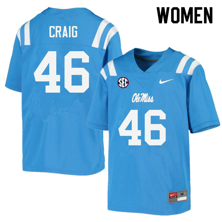Women #46 Harrison Craig Ole Miss Rebels College Football Jerseys Sale-Power Blue